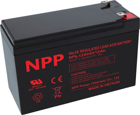 Npp NPP NP6-12Ah Μπαταρία UPS με Χωρητικότητα 12Ah και Τάση 6V