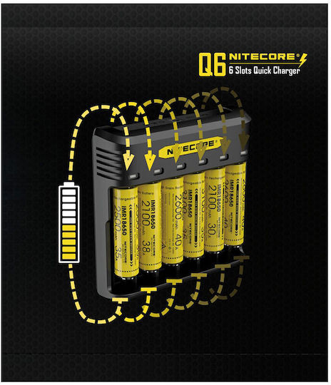 NiteCore Q6 Φορτιστής 6 Μπαταριών Li-ion Μεγέθους 18650