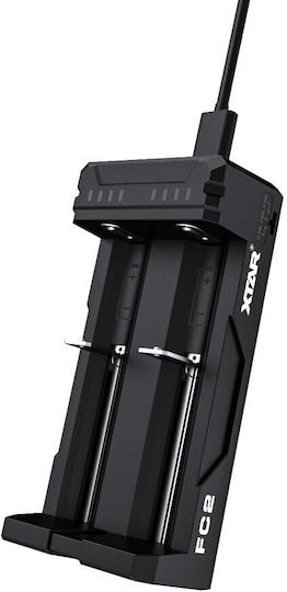 XTAR FC2 USB Battery Charger for 2 Li-ion/Ni-Cd/Ni-MH Batteries Size AA/AAA/18650/21700/16340/26650/14500