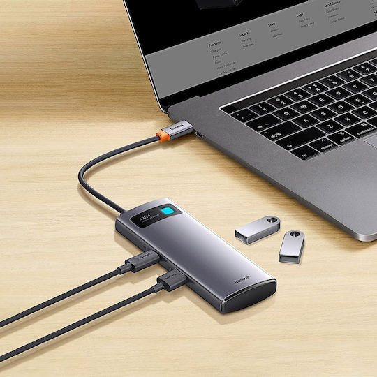 Baseus Metal Gleam Series 4-in-1 Hub 4 Ports USB 3.0 with USB-C Connection Gray