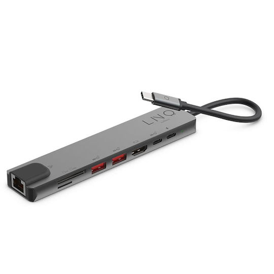 LinQ USB-C Docking Station με HDMI 4K PD Ethernet Μαύρο (LQ48010)