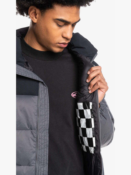 Wolf Shoulder Colourblock Winter Jacket Puffer Gray