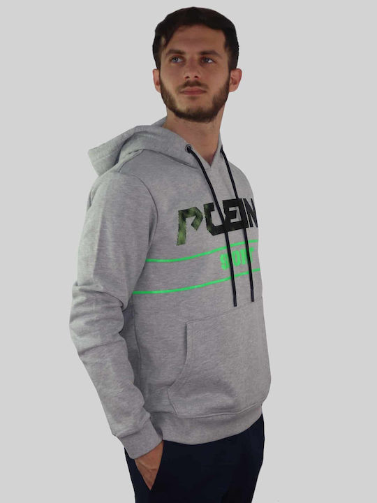 Plein Sport Men's Sweatshirt with Hood and Pockets Gray