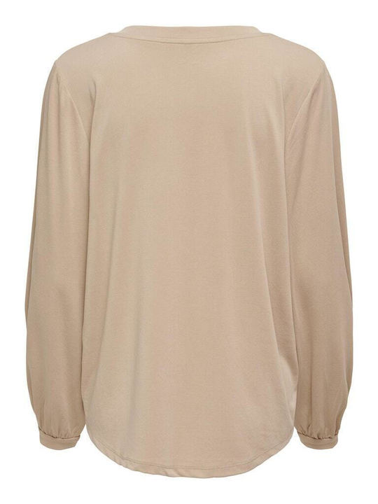 Only Winter Women's Blouse Long Sleeve with V Neck Nomad