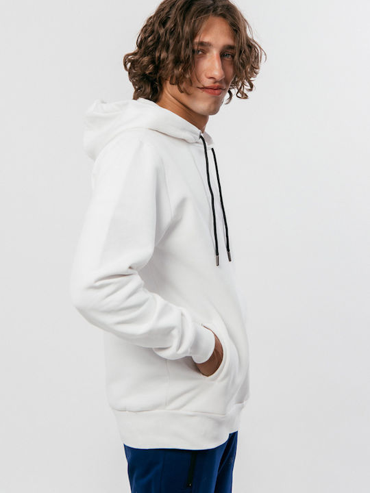 Paco & Co Men's Sweatshirt with Hood and Pockets White