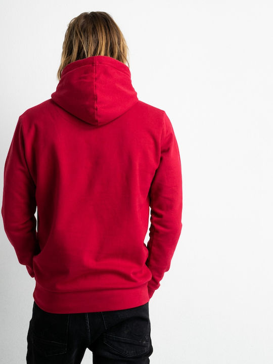 Petrol Industries Herren Sweatshirt mit Kapuze und Taschen Rot