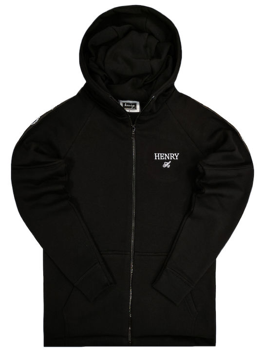 Henry Clothing Men's Sweatshirt Jacket with Hood and Pockets Black