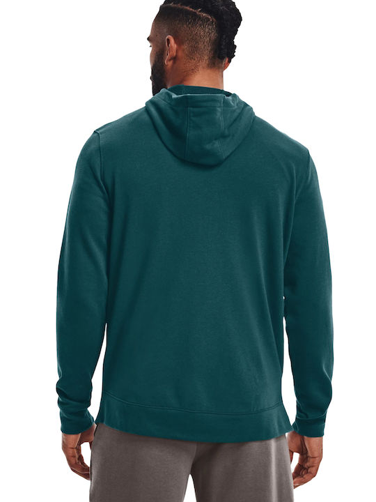 Under Armour Rival Terry Men's Sweatshirt Jacket with Hood and Pockets Petrol Blue