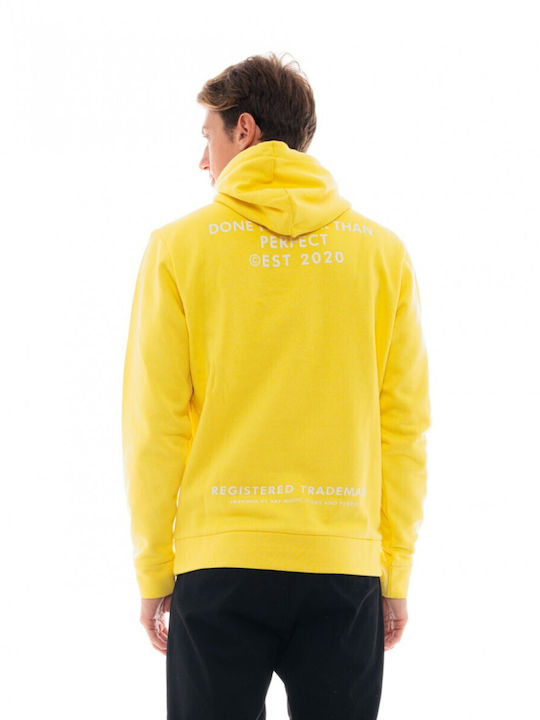 Splendid Men's Sweatshirt with Hood and Pockets Yellow