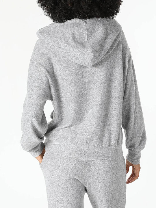 Lang Damen Sweatshirt Kapuzen Gray
