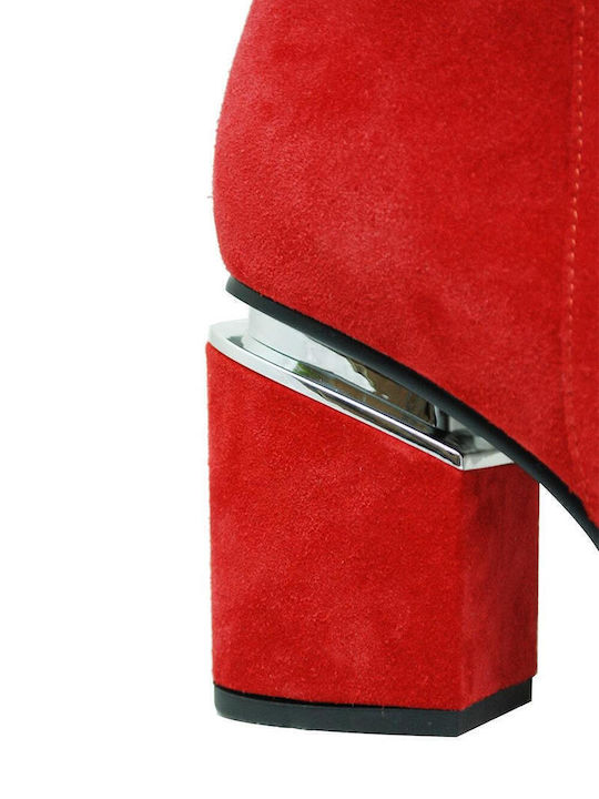 Suede Γυναικείες Μπότες Πάνω από το Γόνατο Κόκκινες