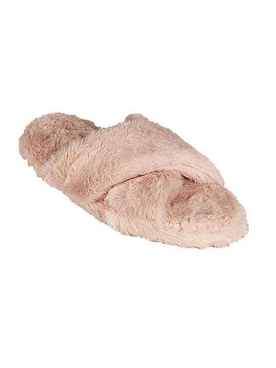 Mitsuko Women's Slipper with Fur In Beige Colour