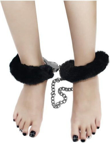 Lovetoy Fetish Pleasure Fluffy Leg Cuffs Handschellen in Schwarz Farbe
