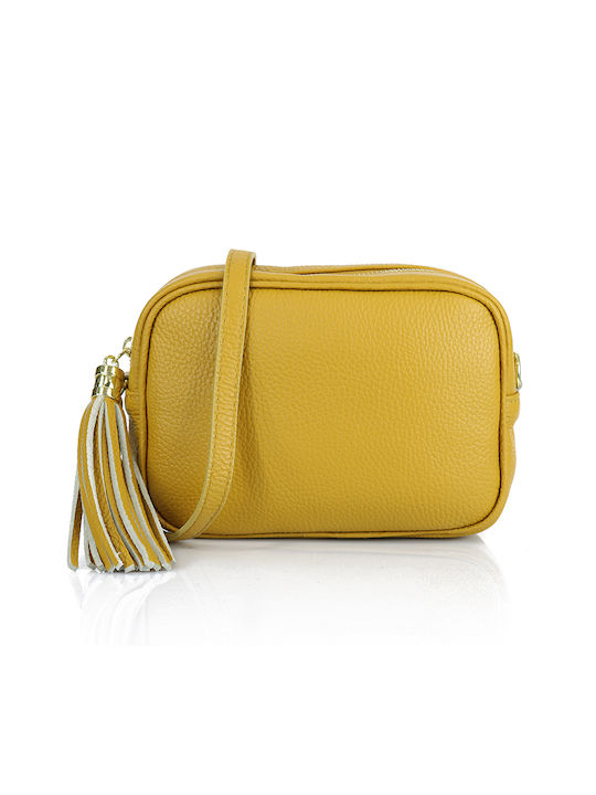 Passaggio Leather Shoulder-Crossbody Bag from Genuine Leather (Italy-Mustard)