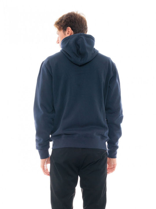 Biston Men's Sweatshirt Jacket with Hood and Pockets Navy Blue