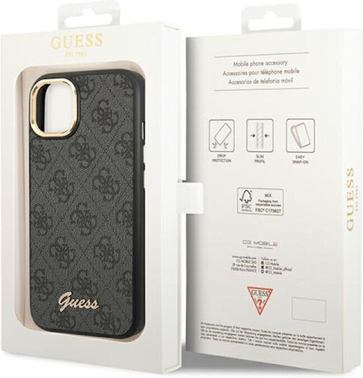 Guess Vintage Gold Logo Задна корица Пластмаса Черен (iPhone 14 Plus)