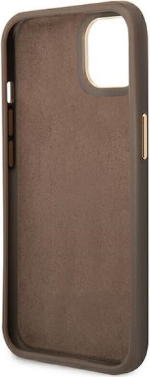 Guess Vintage Gold Logo Umschlag Rückseite Kunststoff Braun (iPhone 14 Plus)