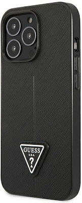 Guess Saffiano Triangle Logo Plastic Back Cover Black (iPhone 14 Pro Max)