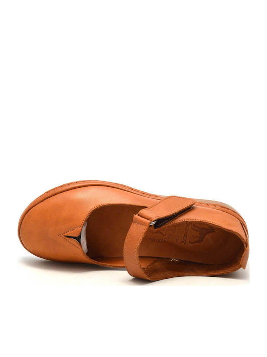Lederne Damen Ballerinas in Tabac Braun Farbe