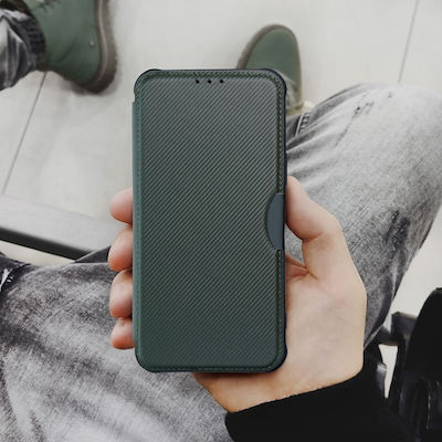 Forcell Razor Carbon Synthetic Leather Wallet Dark Green (Galaxy A13 4G)