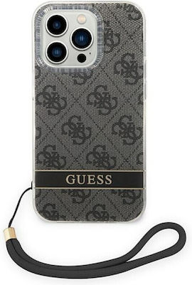 Guess 4G Print Strap Plastic Back Cover with Strap Black (iPhone 14 Pro Max)