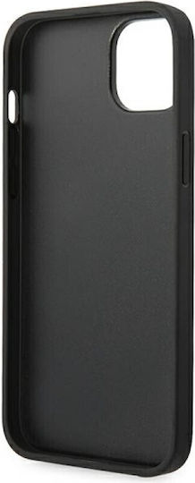 Karl Lagerfeld Saffiano Mono Metal Logo Umschlag Rückseite Silikon Schwarz (iPhone 14 Plus)