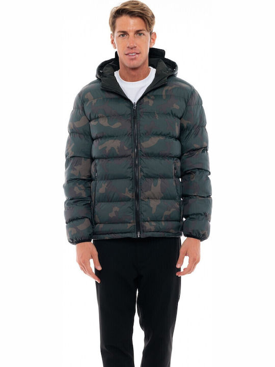 Зимно Мъжко Яке Puffer Двустранно Camo