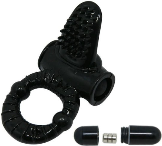 Baile Sweet Ring Δονούμενο Δαχτυλίδι Πέους Σιλικόνης Black D-219325
