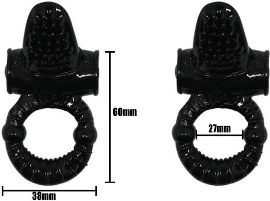 Baile Sweet Ring Δονούμενο Δαχτυλίδι Πέους Σιλικόνης Black D-219325