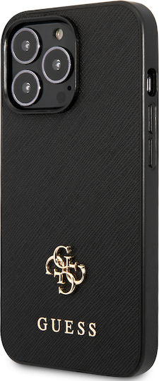 Guess Metal Logo Umschlag Rückseite Kunststoff Schwarz (iPhone 13 Pro)