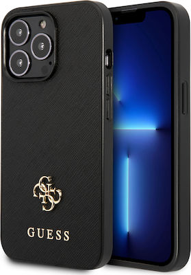 Guess Saffiano Small 4G Umschlag Rückseite Kunststoff Schwarz (iPhone 13 Pro) GUHCP13LPS4MK