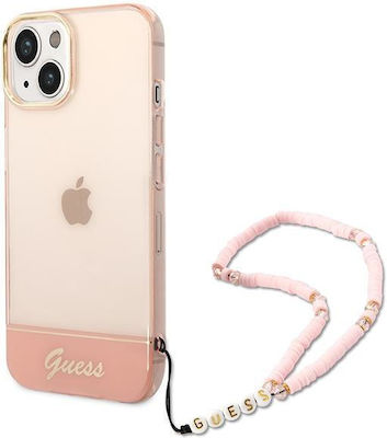 Guess Translucent Pearl Strap Plastic Back Cover Pink / Pink (iPhone 14 Pro)