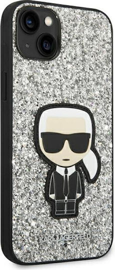 Karl Lagerfeld Glitter Flakes Ikonik Back Cover Σιλικόνης Ασημί (iPhone 14 Plus)