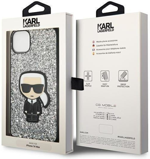 Karl Lagerfeld Glitter Flakes Ikonik Back Cover Σιλικόνης Ασημί (iPhone 14 Plus)