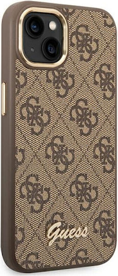 Guess Vintage Gold Logo Umschlag Rückseite Kunststoff Braun (iPhone 14)