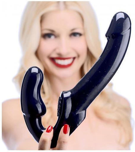 Strap U Revolver Strapless Strap On G-Spot Dildo Strapless Strap On with Dildo 25.40cm in Black Color