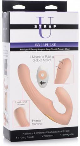 Strap U U-Pulse Silicone Vibrating Strapless Strap-On Strapless Strap On με Dildo με Δόνηση στο χρώμα του δέρματος