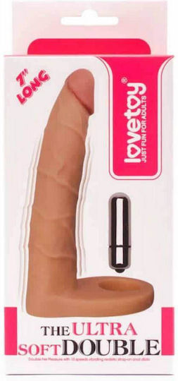 Lovetoy The Ultra Soft Double Strap On mit Dildo 17.8cm und Vibration in Hautfarbe