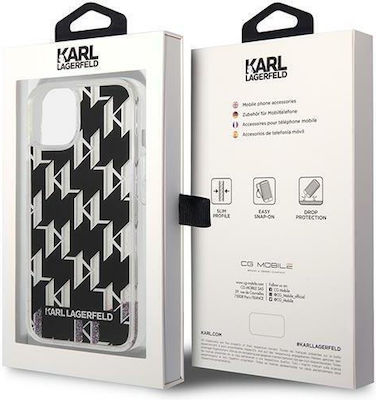 Karl Lagerfeld Liquid Glitter Monogram Silicone Back Cover Black (iPhone 14)