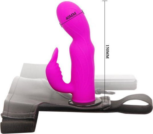Baile Strap-On Dildo Harnașament cu Dildo 15cm și Vibrație în culoarea Purple