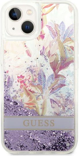 Guess Liquid Glitter Flower Back Cover Plastic Violet (iPhone 14 Plus)