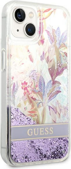 Guess Liquid Glitter Flower Back Cover Plastic Violet (iPhone 14 Plus)