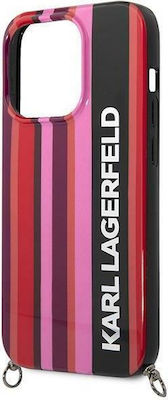 Karl Lagerfeld Color Stripes Strap Back Cover Πλαστικό με Λουράκι Ροζ (iPhone 14 Pro)