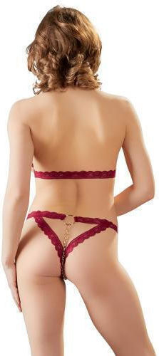 Cottelli Collection Minimalistic Lace Open Bra Set Sexy Σετ Εσωρούχων με Δαντέλα Red