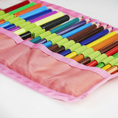 Fabric Prefilled Pencil Case with 1 Compartment Pink