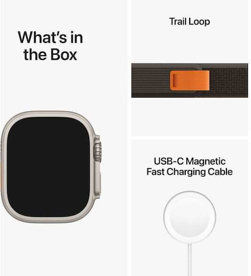 Apple Apple Watch Ultra Titanium 49mm Waterproof with eSIM and Heart Rate Monitor (Black/Gray Trail Loop - S/M)