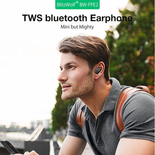 BlitzWolf BW-FPE2 Earbud Bluetooth Handsfree Ακουστικά με Αντοχή στον Ιδρώτα και Θήκη Φόρτισης Μαύρα
