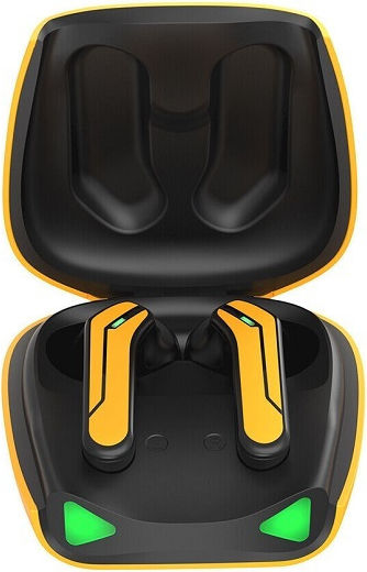Kumi X2 Pro Earbud Bluetooth Handsfree Ακουστικά με Αντοχή στον Ιδρώτα και Θήκη Φόρτισης Κίτρινα