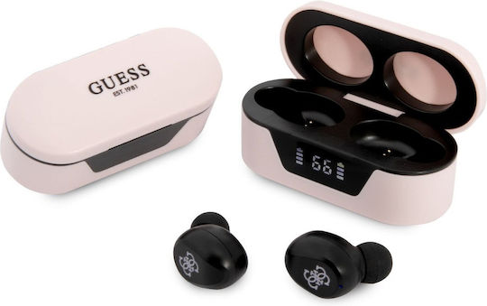 Guess Classic Logo In-ear Bluetooth Handsfree Ακουστικά με Θήκη Φόρτισης Ροζ