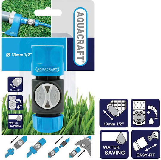 Aquacraft 600205.0026 Σύνδεσμος Ταχυσυνδέσμων με Διακόπτη 13mm Γαλάζιο